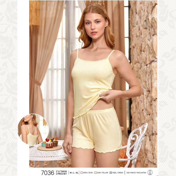 Комплект женский, цвет sari (желтый) с фото, 7036