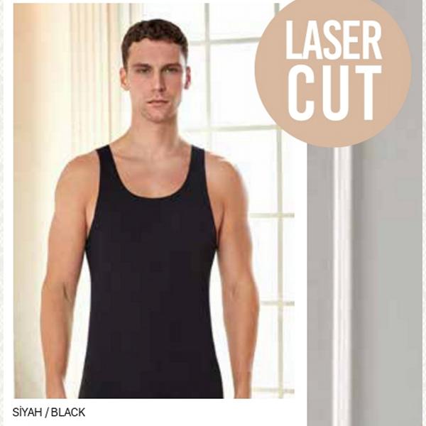 Майка мужская лазерная оброботка, цвет siyah (черный) с фото, 1014